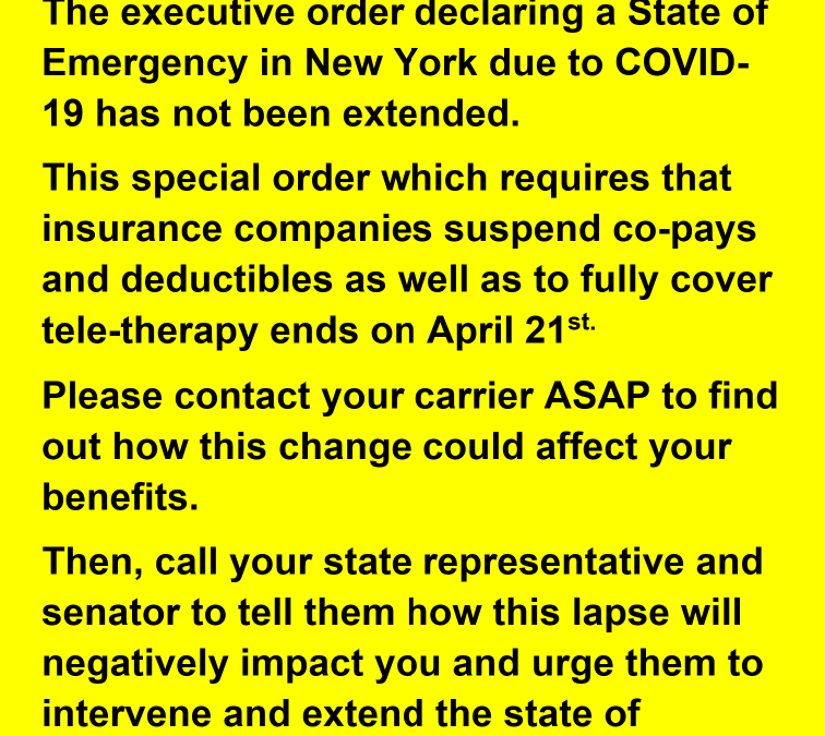 TIME IS RUNNING OUT: EXTEND THE NEW YORK STATE OF EMERGECNY ORDER, NOW !